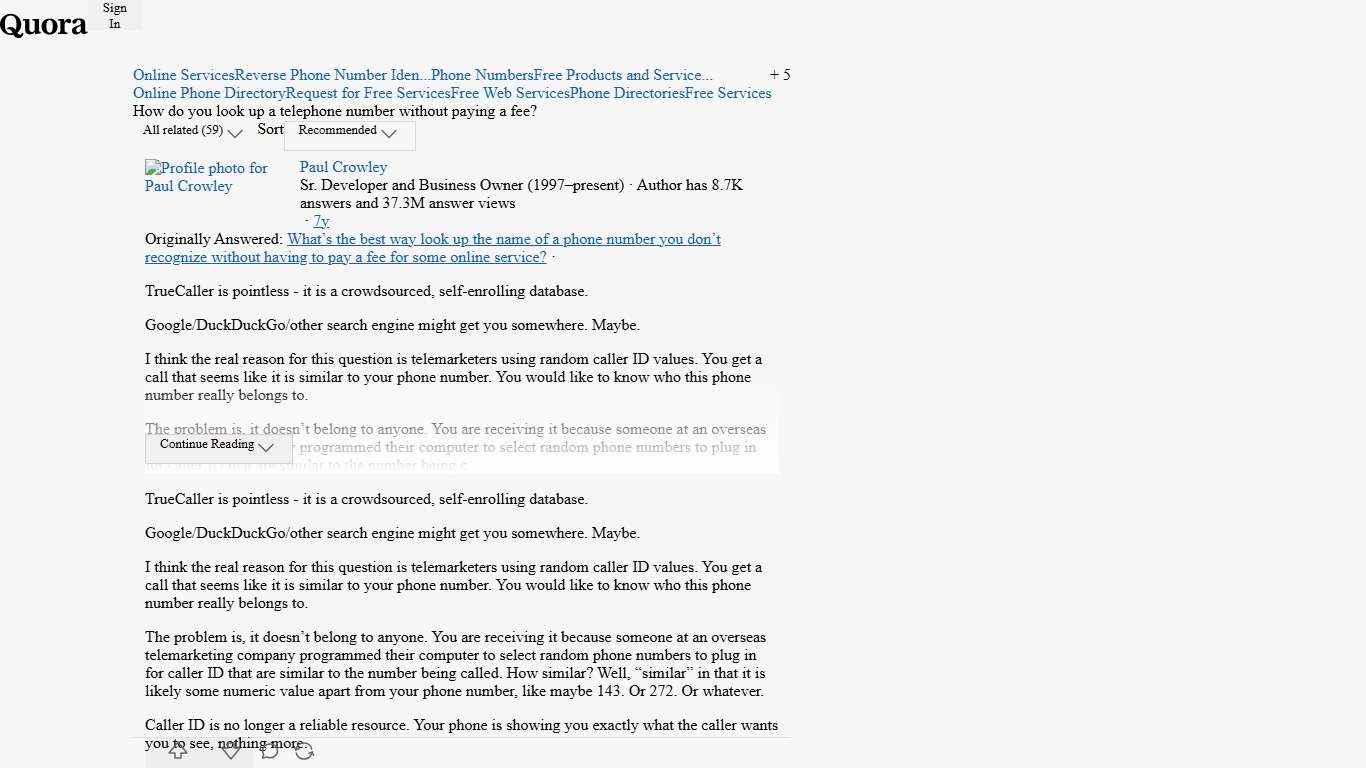 How to look up a telephone number without paying a fee - Quora