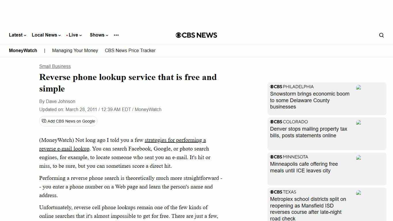 Reverse phone lookup service that is free and simple - CBS News