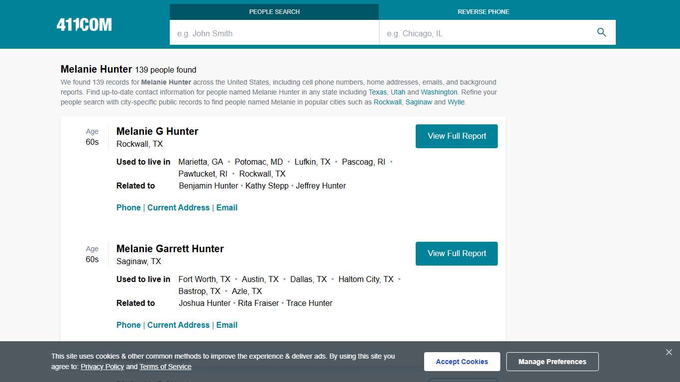 Melanie Hunter Phone Number & Address 411